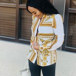 SAMUELLE Gold print button down Women’s Shirt